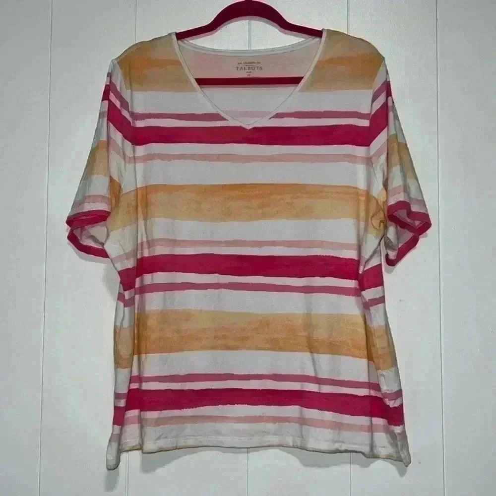 Talbots Multicolored Striped Tee C14